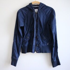 American Eagle Navy Hooded Utility Jacket